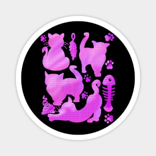 Cats Silhouettes in pink Cat themed gifts for women And men Magnet